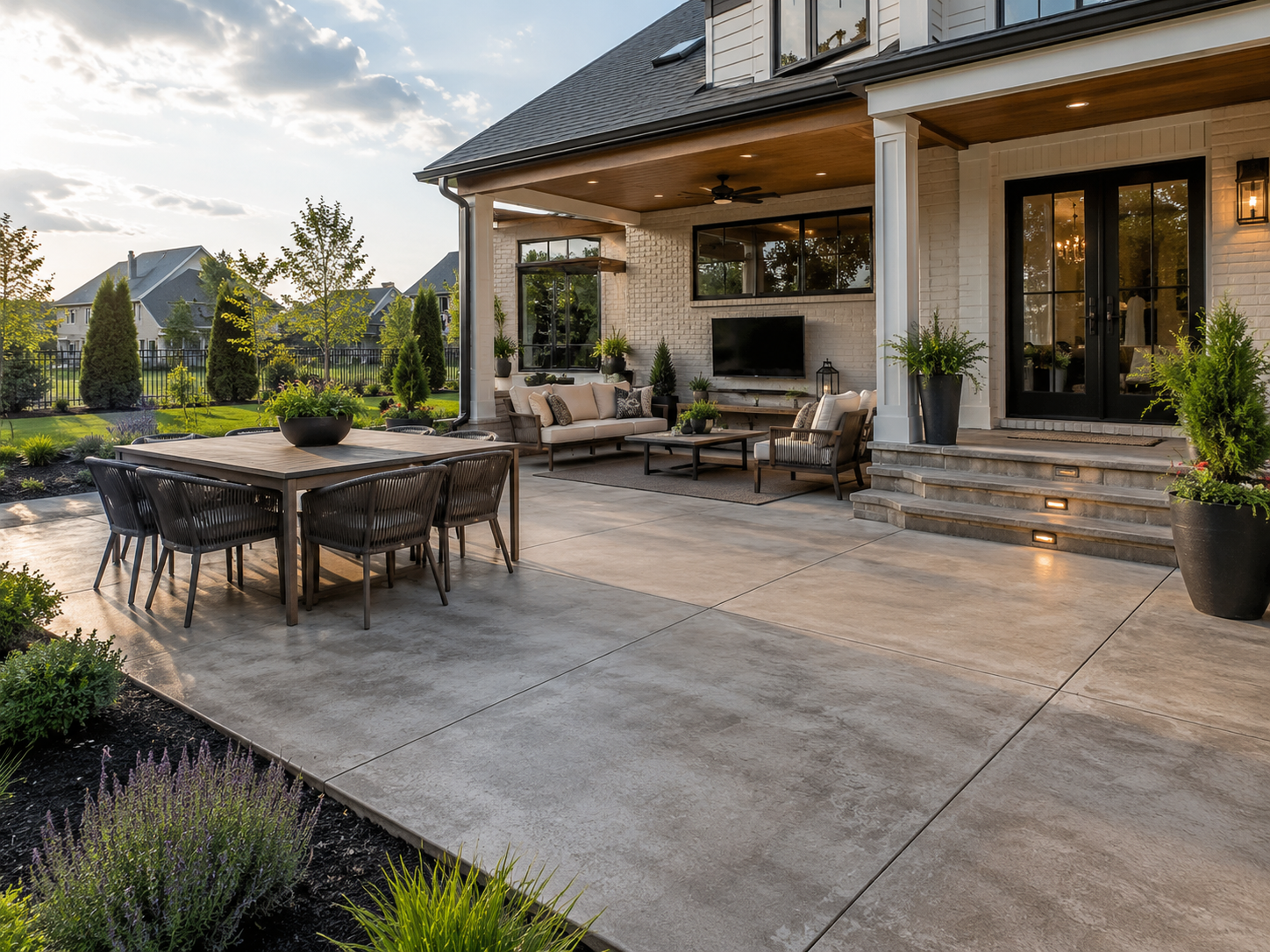 Concrete patio and outdoor living space by South Border General Contractor in Charlottesville VA